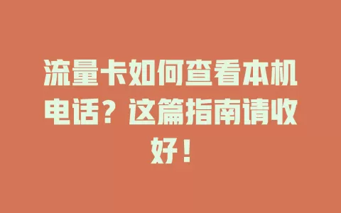 流量卡如何查看本机电话？这篇指南请收好！