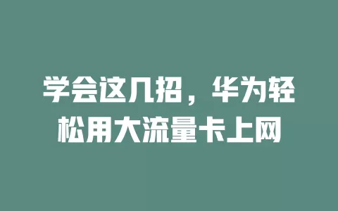 学会这几招，华为轻松用大流量卡上网