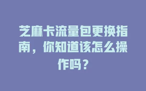 芝麻卡流量包更换指南，你知道该怎么操作吗？