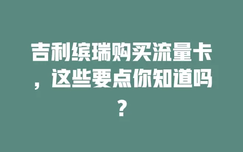 吉利缤瑞购买流量卡，这些要点你知道吗？