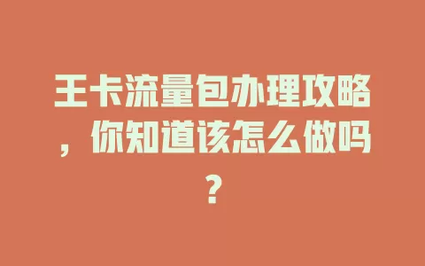 王卡流量包办理攻略，你知道该怎么做吗？