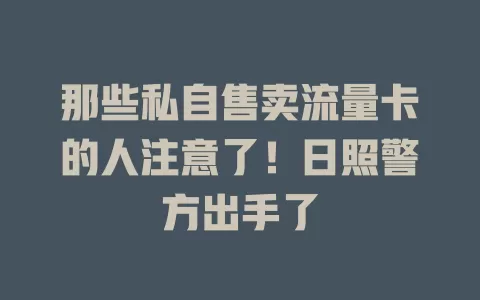 那些私自售卖流量卡的人注意了！日照警方出手了