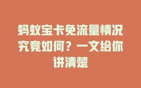 蚂蚁宝卡免流量情况究竟如何？一文给你讲清楚
