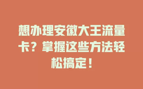 想办理安徽大王流量卡？掌握这些方法轻松搞定！