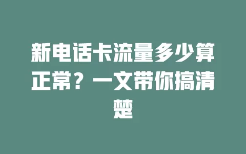 新电话卡流量多少算正常？一文带你搞清楚