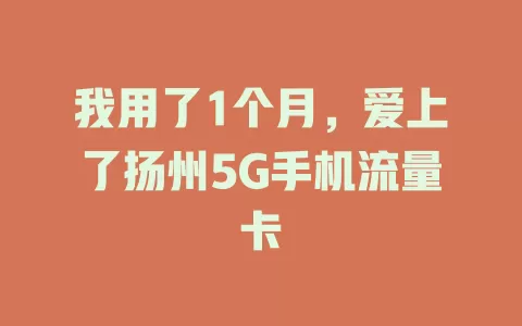 我用了1个月，爱上了扬州5G手机流量卡