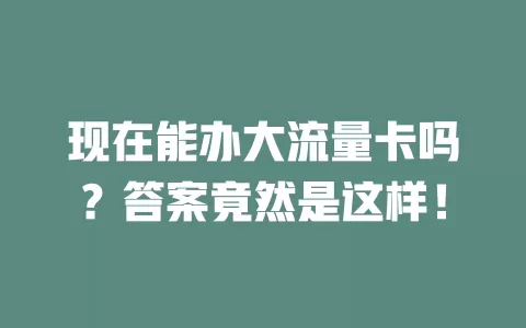 现在能办大流量卡吗？答案竟然是这样！