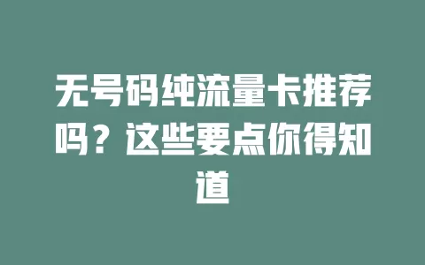 无号码纯流量卡推荐吗？这些要点你得知道