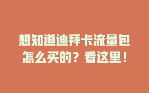 想知道迪拜卡流量包怎么买的？看这里！