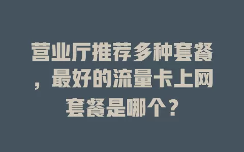 营业厅推荐多种套餐，最好的流量卡上网套餐是哪个？