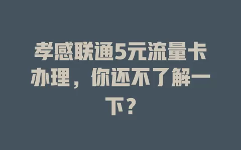 孝感联通5元流量卡办理，你还不了解一下？
