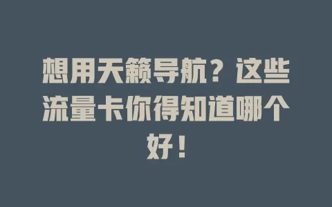 想用天籁导航？这些流量卡你得知道哪个好！
