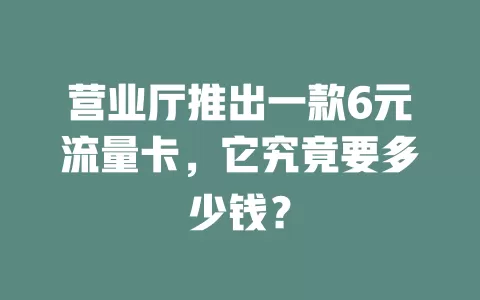 营业厅推出一款6元流量卡，它究竟要多少钱？