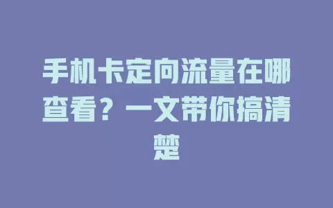 手机卡定向流量在哪查看？一文带你搞清楚