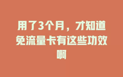 用了3个月，才知道免流量卡有这些功效啊