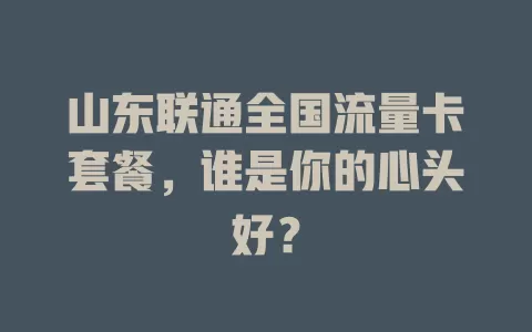 山东联通全国流量卡套餐，谁是你的心头好？