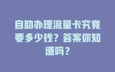 自助办理流量卡究竟要多少钱？答案你知道吗？