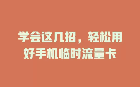 学会这几招，轻松用好手机临时流量卡