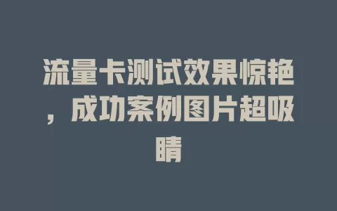 流量卡测试效果惊艳，成功案例图片超吸睛