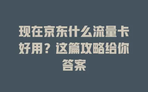 现在京东什么流量卡好用？这篇攻略给你答案