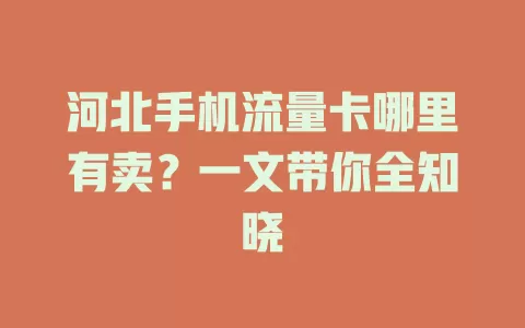 河北手机流量卡哪里有卖？一文带你全知晓