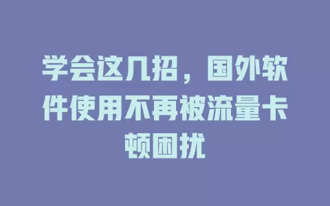 学会这几招，国外软件使用不再被流量卡顿困扰