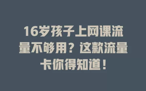 16岁孩子上网课流量不够用？这款流量卡你得知道！