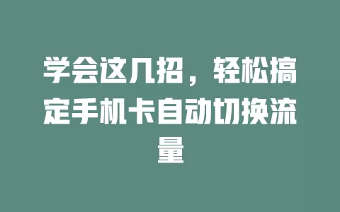 学会这几招，轻松搞定手机卡自动切换流量