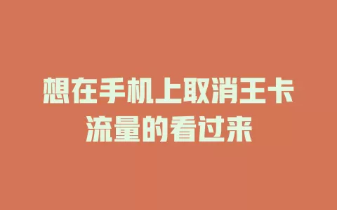 想在手机上取消王卡流量的看过来