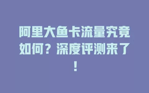 阿里大鱼卡流量究竟如何？深度评测来了！