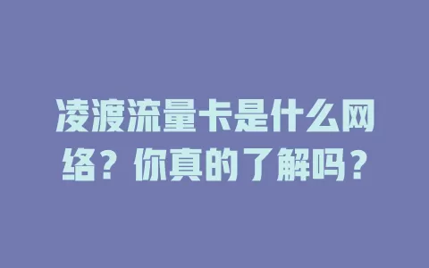凌渡流量卡是什么网络？你真的了解吗？