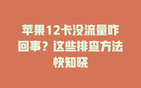 苹果12卡没流量咋回事？这些排查方法快知晓