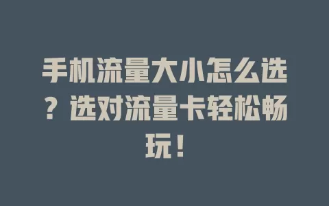 手机流量大小怎么选？选对流量卡轻松畅玩！