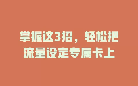 掌握这3招，轻松把流量设定专属卡上