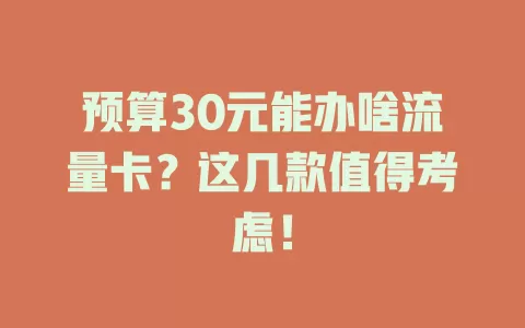 预算30元能办啥流量卡？这几款值得考虑！