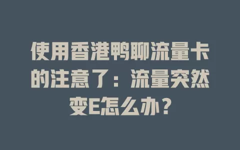 使用香港鸭聊流量卡的注意了：流量突然变E怎么办？