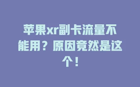 苹果xr副卡流量不能用？原因竟然是这个！