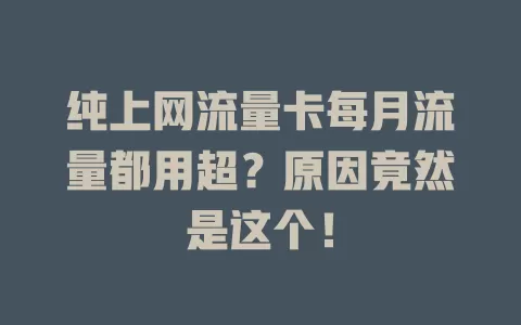 纯上网流量卡每月流量都用超？原因竟然是这个！