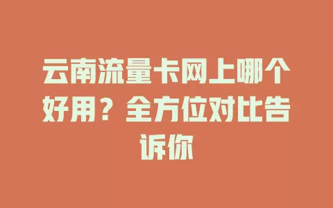 云南流量卡网上哪个好用？全方位对比告诉你