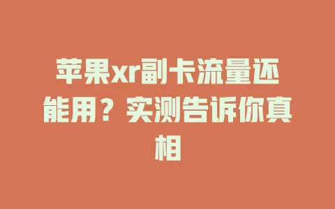 苹果xr副卡流量还能用？实测告诉你真相