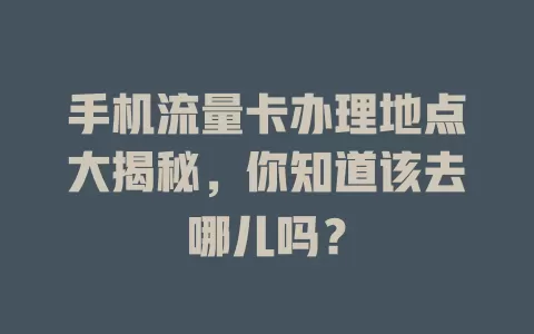 手机流量卡办理地点大揭秘，你知道该去哪儿吗？