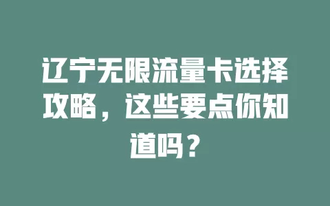 辽宁无限流量卡选择攻略，这些要点你知道吗？