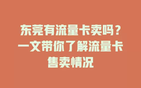 东莞有流量卡卖吗？一文带你了解流量卡售卖情况
