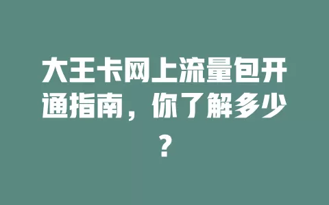 大王卡网上流量包开通指南，你了解多少？