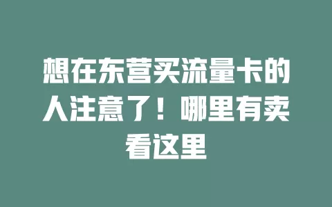 想在东营买流量卡的人注意了！哪里有卖看这里