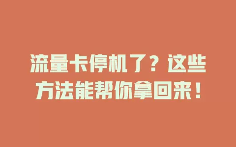 流量卡停机了？这些方法能帮你拿回来！