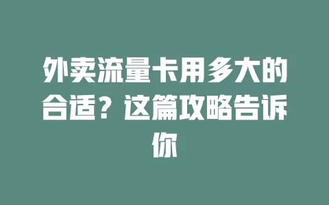 外卖流量卡用多大的合适？这篇攻略告诉你