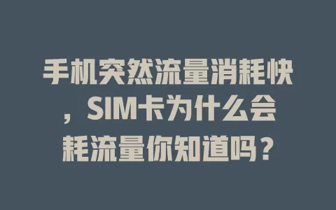 手机突然流量消耗快，SIM卡为什么会耗流量你知道吗？