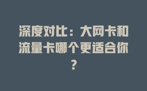 深度对比：大网卡和流量卡哪个更适合你？