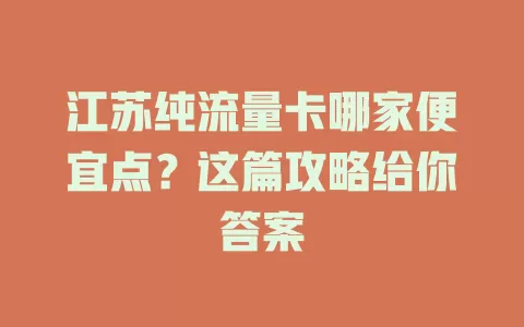江苏纯流量卡哪家便宜点？这篇攻略给你答案